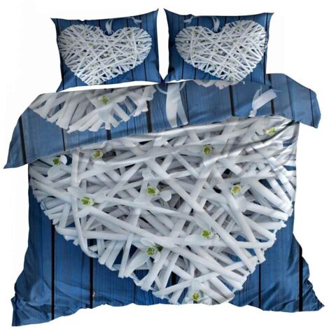 Parure de lit en satin de coton 3D 160x200cm WICKER HEART (1/3)