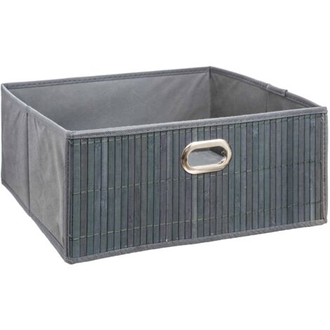 Five – Panier en bambou 31x15cm – Façade en bambou durable – Tissu polyester résistant – Pour rangement cuisine et salle de bain