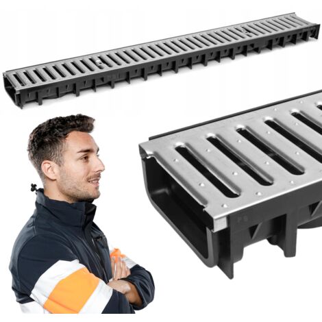 Caniveau de douche ForU30 A15 – Drainage linéaire galvanisé 1m – Grille acier galvanisé – Hauteur 55mm – Installation facile sans outil