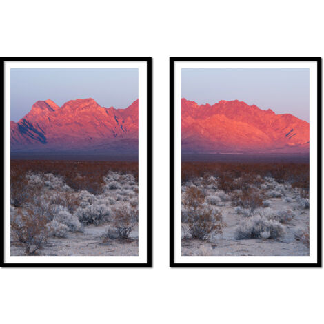 AFFICHE IMAGE ENCADRÉE 53x73cm Diptyque Lot de 2 tableaux Montagnes Rochers Boho P2167 (1/3)