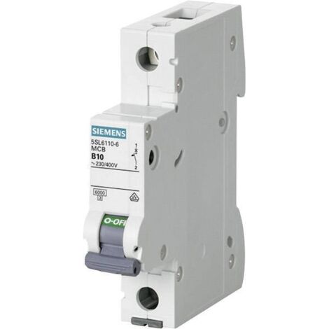 Siemens – Disjoncteur unipolaire 5SL61106 – 10 A B – 230 V, 400 V – Protection circuits tertiaires – Compatible installations anciennes (1/2)
