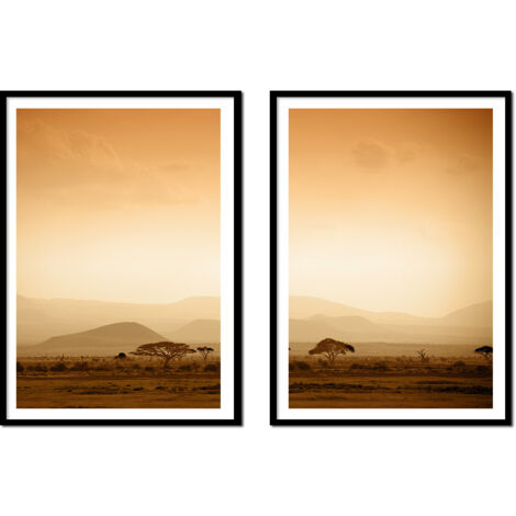 AFFICHES PHOTOS ENCADRÉES 53x73cm Diptyque Lot de 2 tableaux Boho Mountains P2164
