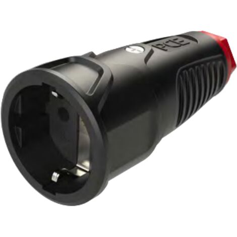 Prise portable PCE 1F Z/U droite en caoutchouc IP20 16A 230V noire 2410-SRW (1/3)