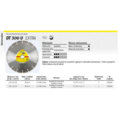 Disque à tronçonner Ø230mm diamant - DT 300 U - Klingspor 325348 (1/2)