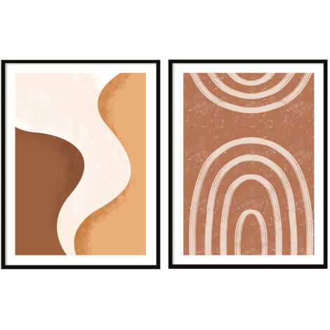 AFFICHES PHOTOS ENCADRÉES 53x73cm Diptyque Lot de 2 tableaux Beige Boho P2069