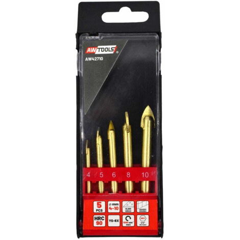 JEU DE FORETS AWTOOLS POUR VERRE ET CÉRAMIQUE 4-10MM 5 pièces.