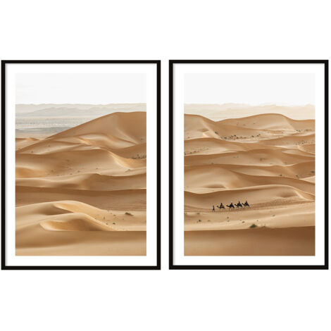 AFFICHES PHOTOS ENCADRÉES 53x73cm Diptyque Lot de 2 tableaux Désert du Sahara P2072 (1/3)