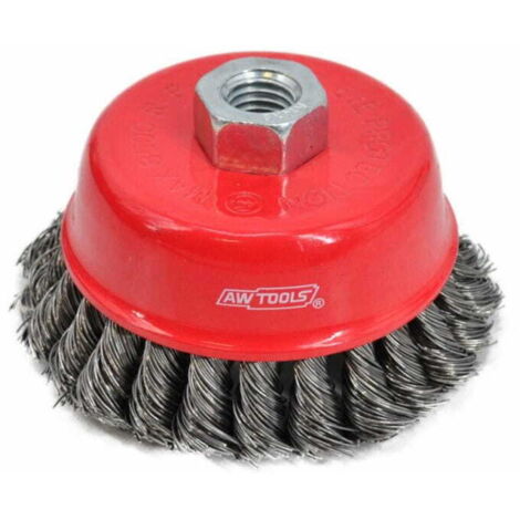 Brosse à coussin AWTOOLS 100 mm / Fil torsadé / Filetage M14 (1/2)