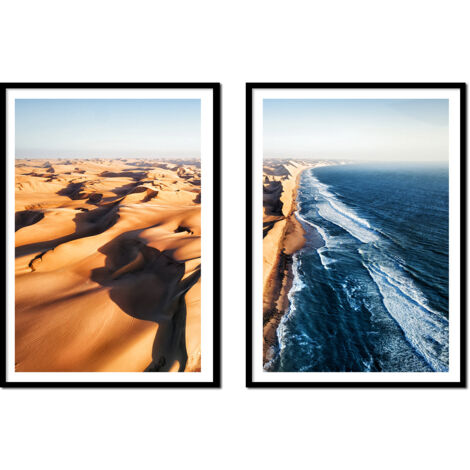 AFFICHES PHOTOS ENCADRÉES 53x73cm Diptyque Lot de 2 tableaux Mer Désert P2154 (1/3)