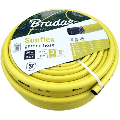 Tuyau d'arrosage renforcé 3 couches 3/4" x 30m – PVC résistant aux UV – Tresse croisée en fibre synthétique – Bradas
