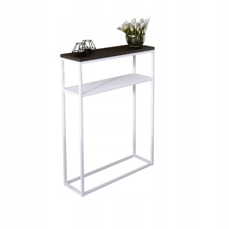 Console double 60x20 avec étagère métallique, hall en profilés 15x15, blanc mat, noir (1/3)