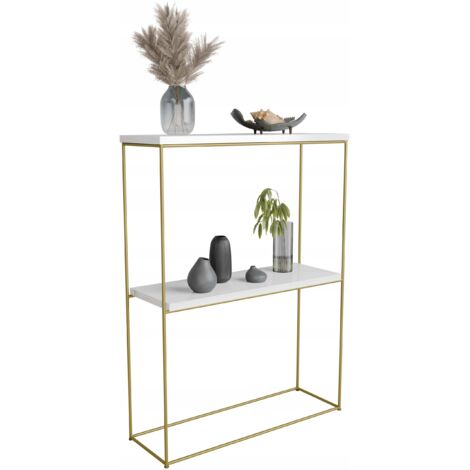 Console double pour hall en fil de fer de 8 mm 60x20 Or Blanc Brillant