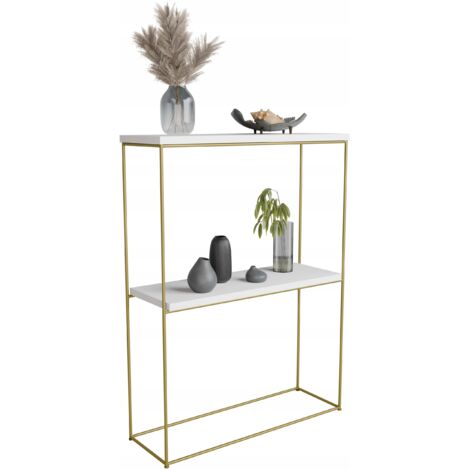 Console d'entrée double en fil de 8 mm 60x20 Or Blanc Mat