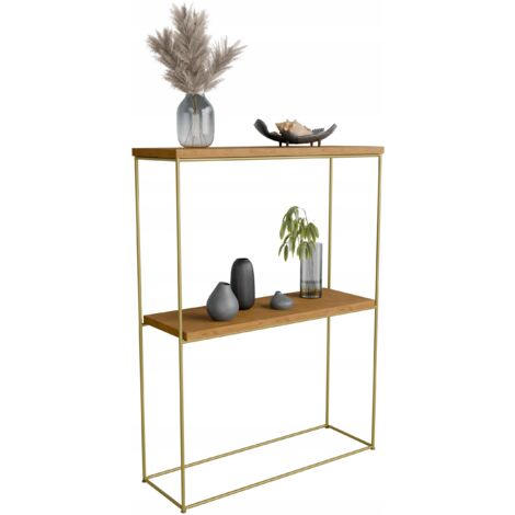 Console d'entrée double en fil de 8 mm 60x20 Chêne doré Lancelot (1/4)