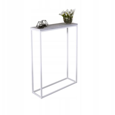 Console 60x20 hall réalisée en profilés 15x15 Blanc Mat Béton Clair (1/4)
