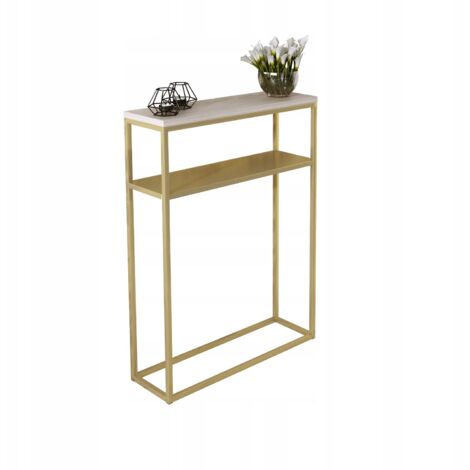 Console double 60x20 avec étagère métallique, hall en profilés 15x15, chêne doré Sonoma (1/3)
