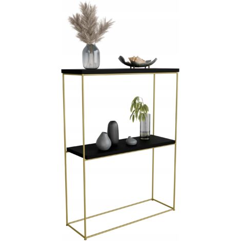Console double en fil de fer de 8 mm, 60x20 Or Noir (1/4)