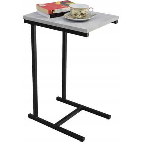 Table d'appoint EKO en profilés de béton clair noir (1/5)