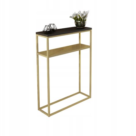 Console double 60x20 avec étagère métallique, hall en profilés 15x15, Or Noir (1/3)