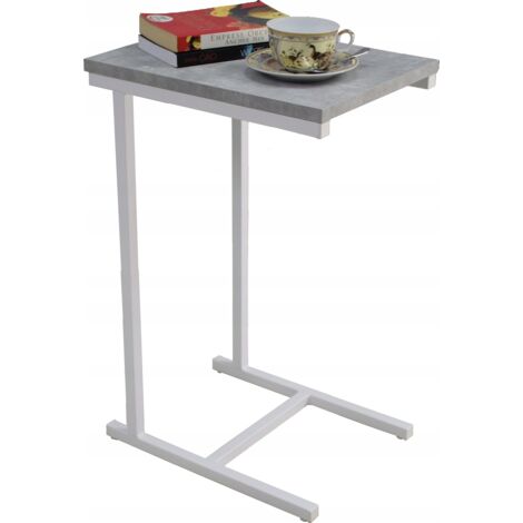 Table d'appoint EKO en profilés de béton clair blanc mat (1/5)