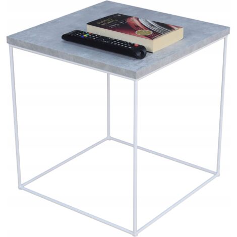 Table Wire 6K40 Blanc Mat Béton Clair (1/5)