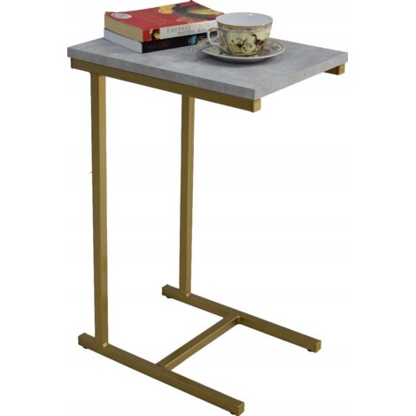 Table d'appoint EKO en profilés de béton doré clair (1/5)