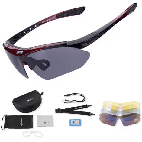 Lunettes de cyclisme polarisées 10001 - SET noir et rouge (1/5)