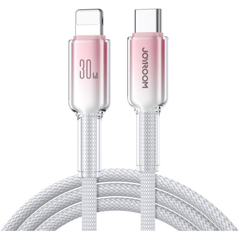 Câble USB-C vers Lightning pour iPhone Crystal-Clear Series 30 W, 1,2 m - Blanc (1/5)
