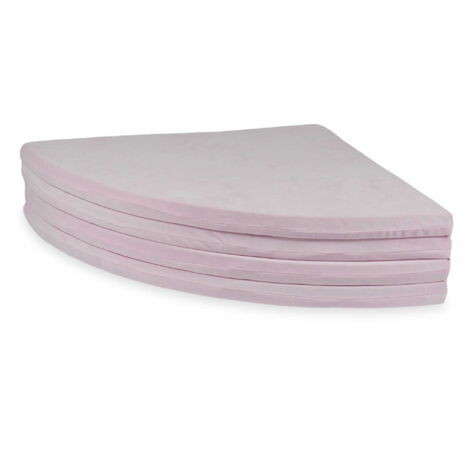 Tapis de jeu 160 cm pour enfants, rond, pliable, velours doux, rose clair (1/4)