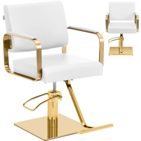 Fauteuil de coiffure et d'esthétique Physa Otley avec repose-pieds - Blanc et or (1/5)