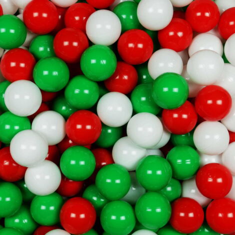 Balles jouets ø7cm 100pcs blanc, vert, rouge (1/3)