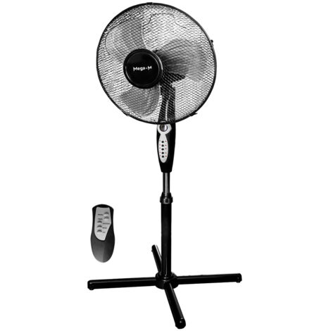 Ventilateur sur pied 40 cm – 3 vitesses – Télécommande – Rotation et inclinaison pour diffusion homogène de l'air