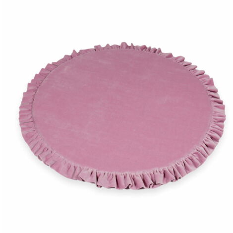 Tapis de jeu pour enfants 100 cm rond à volants, Velours Rose Doux (1/3)