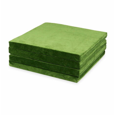 Tapis de jeu 120x120cm pour enfant, carré, pliable, velours doux olive (1/4)
