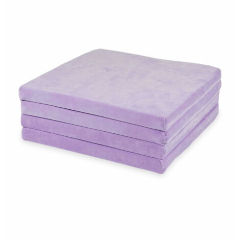 Tapis de jeu 120x120cm pour enfant, carré, pliable, velours doux, violet (1/4)