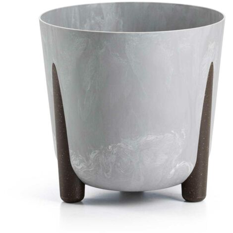 Pot de fleurs en mousse, béton gris recyclé, 26 x 25 cm (1/5)