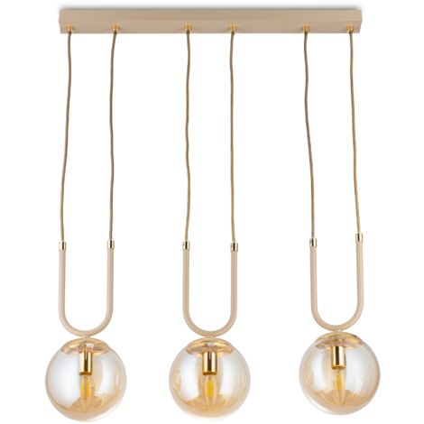 Suspension Mora en verre beige 3xE14 60 (1/4)