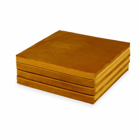 Tapis de jeu 120x120cm pour enfant, carré, pliable, velours doré (1/4)
