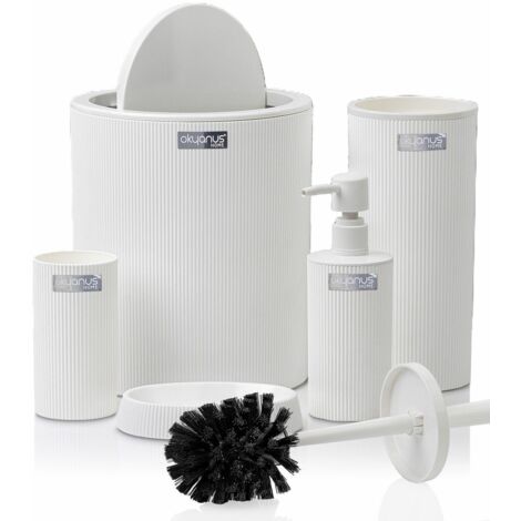 Ensemble de salle de bain rond blanc Kely 5 pièces (1/3)