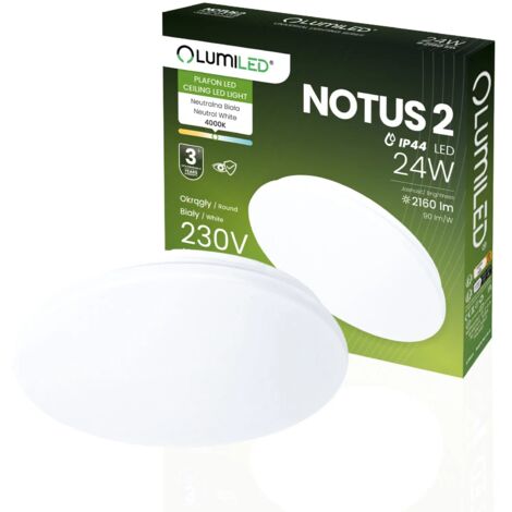 Plafonnier LED en saillie 24W NOTUS 2 rond IP44 36 cm LUMILED (1/5)