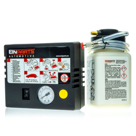 Compresseur EPAP08 120 W + mastic 450 ml - Kit de réparation rapide de crevaison