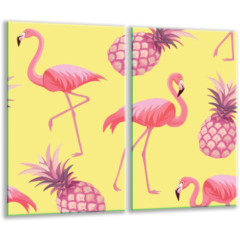 Planche à découper en verre 2x 30x52 flamants roses (1/5)