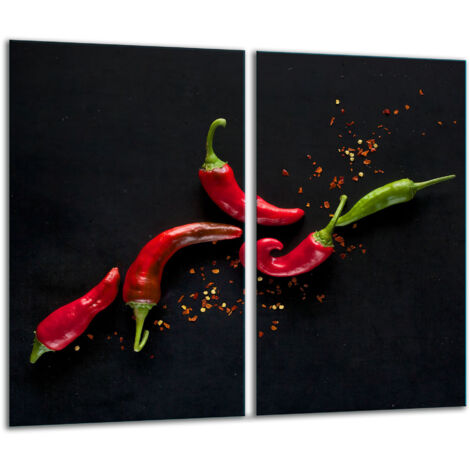 Planche à découper en verre 2 x 30 x 52 poivrons (1/5)