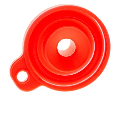 Entonnoir pliable en silicone rouge - universel, durable, facile à ranger (1/5)