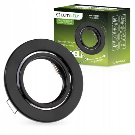Luminaire halogène rond encastré et mobile AURELI, feuille noire MR16 GU10 (1/5)