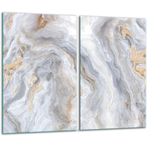 Planche à découper en verre 2 x 30 x 52 cm, aspect marbre blanc (1/5)