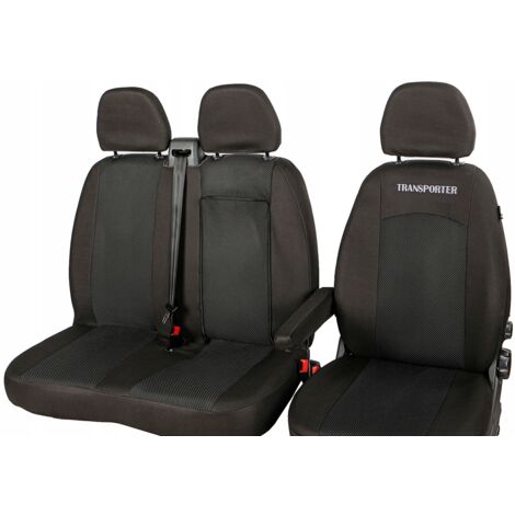 Housses de siège sur mesure pour VW Transporter T5 T6 2003-2024 – Tissu épais – Installation facile avec velcro – Ajustement parfait
