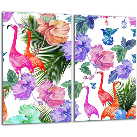 Planche à découper en verre 2x 30x52 flamants roses (1/5)
