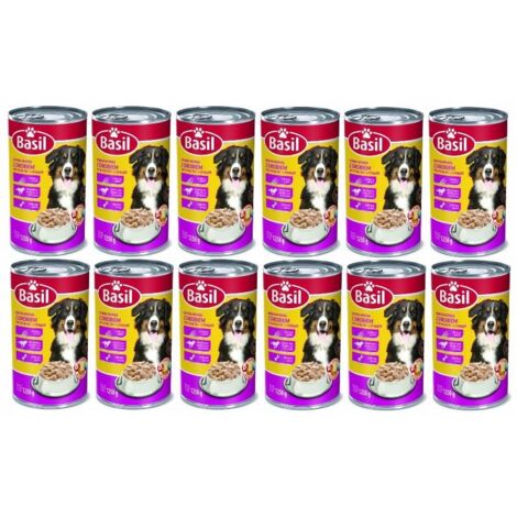Nourriture humide au basilic 1250g avec volaille pour chiens 12 pcs. (1/3)