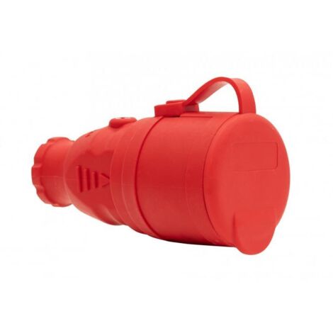 Prise Mâle Schuko étanche IP44 - Rouge - 230V/16A - Câble 2,5mm² - Neuf - Fabriqué En Allemagne
